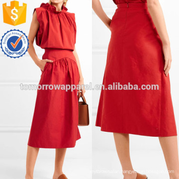 Cotton and Linen-blend Midi Skirt Manufacture Wholesale Fashion Women Apparel (TA3052S)